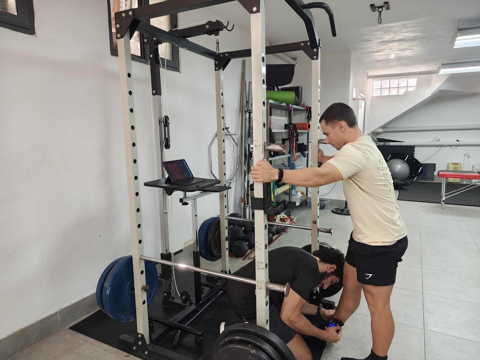 Testing hip and groin strength at the squat rack